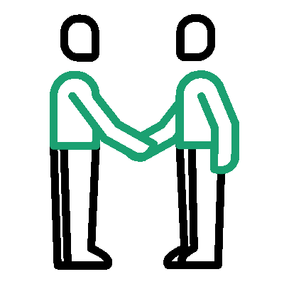 Dos figuras humanas entrelazando las manos.